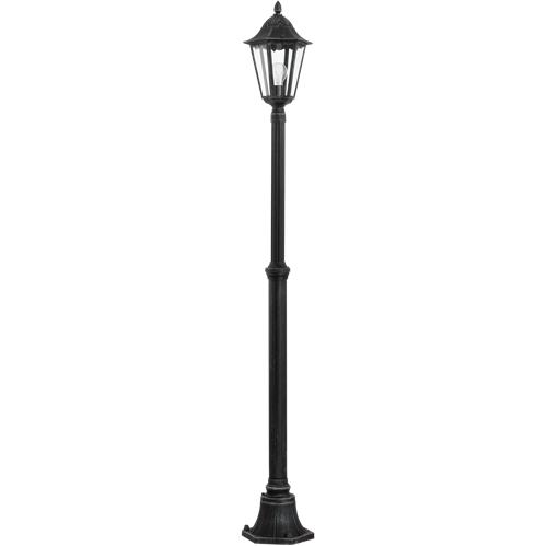 Navedo havelampe i Støbt Aluminium Sort og patina Silver med glasskærm Klar, MAX 60W E27, Base 24,5 cm, diameter 23 cm, højde 20